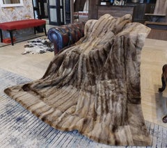 Natural Sheared Raccoon Fur King Size Blanket