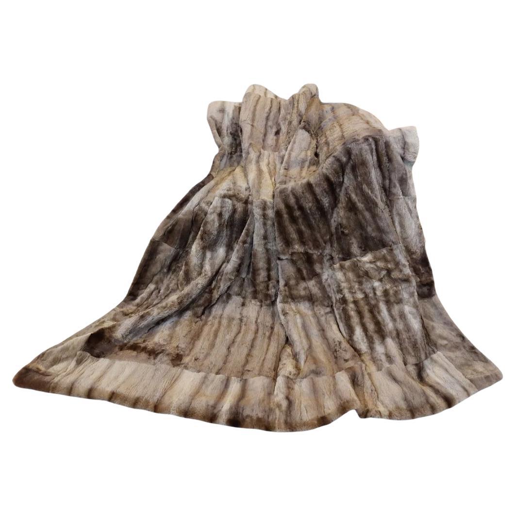 Natural Sheared Raccoon Fur King Size Blanket