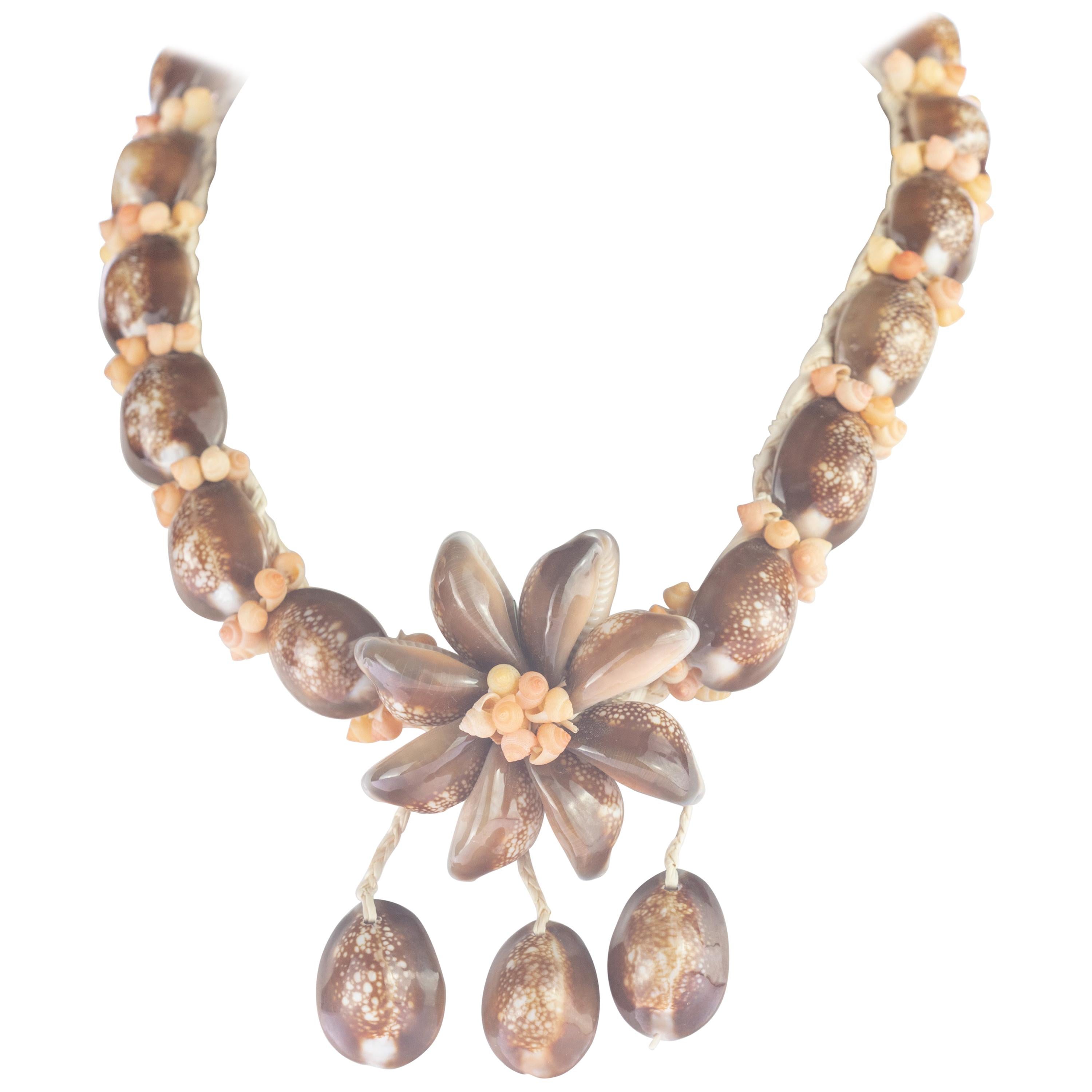 Handmade Colorful Sea Shell Freshwater Pearl Floral Necklace