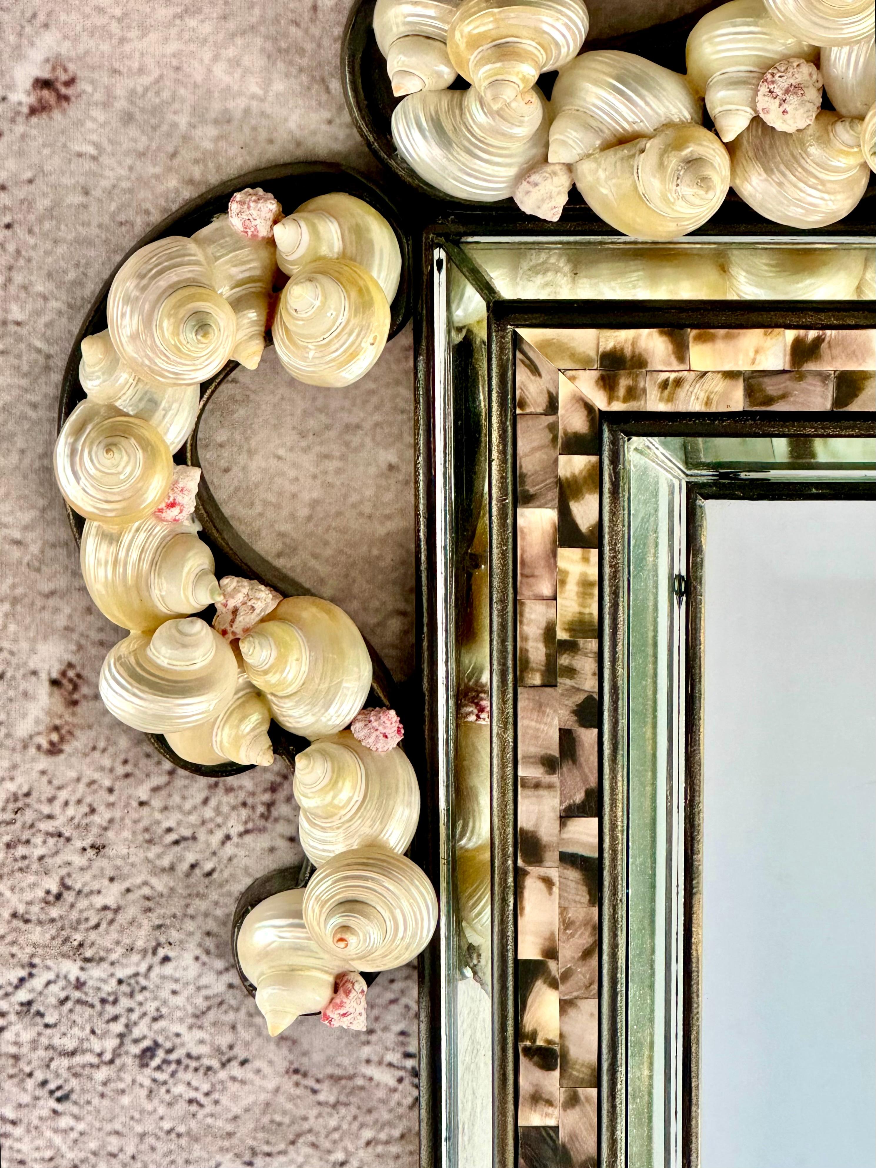 Philippine Natural Shell Framed Rectangular Mirror For Sale