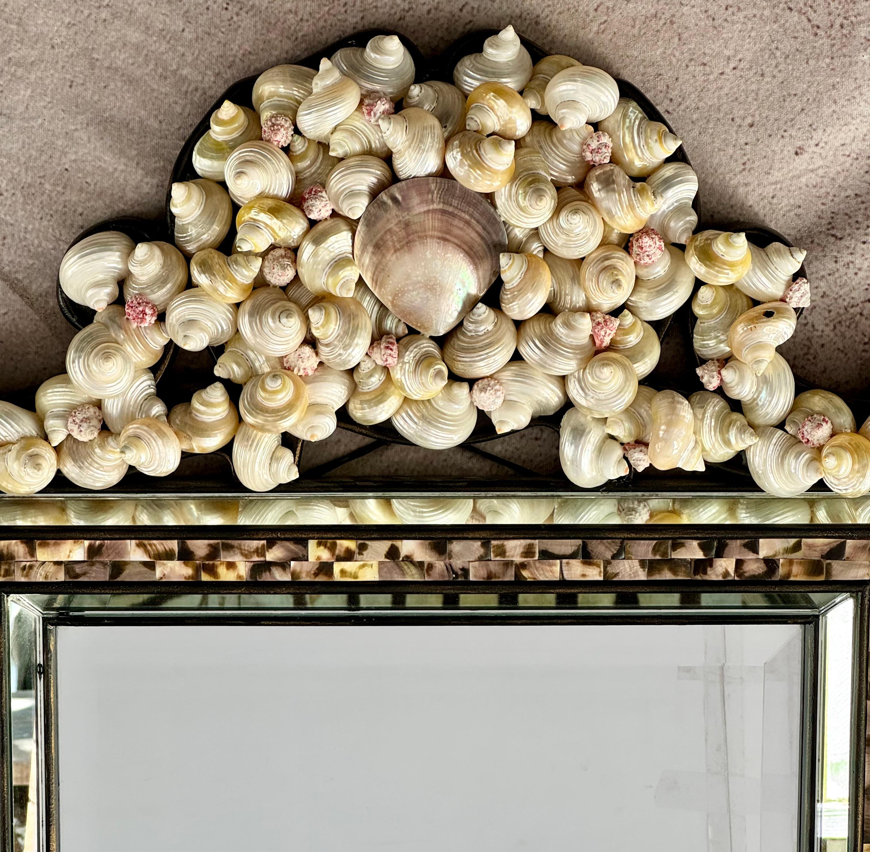 Natural Shell Framed Rectangular Mirror For Sale 2