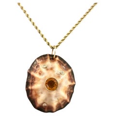 Natural Shell Pendant with Citrine, Diamonds
14k Gold
