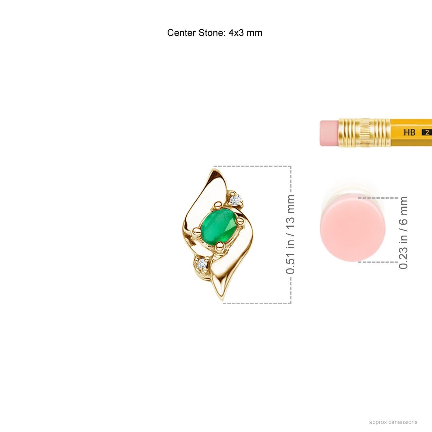 Moderne Pendentif de style coquillage naturel, émeraude ovale et diamants en or jaune 18 carats en vente