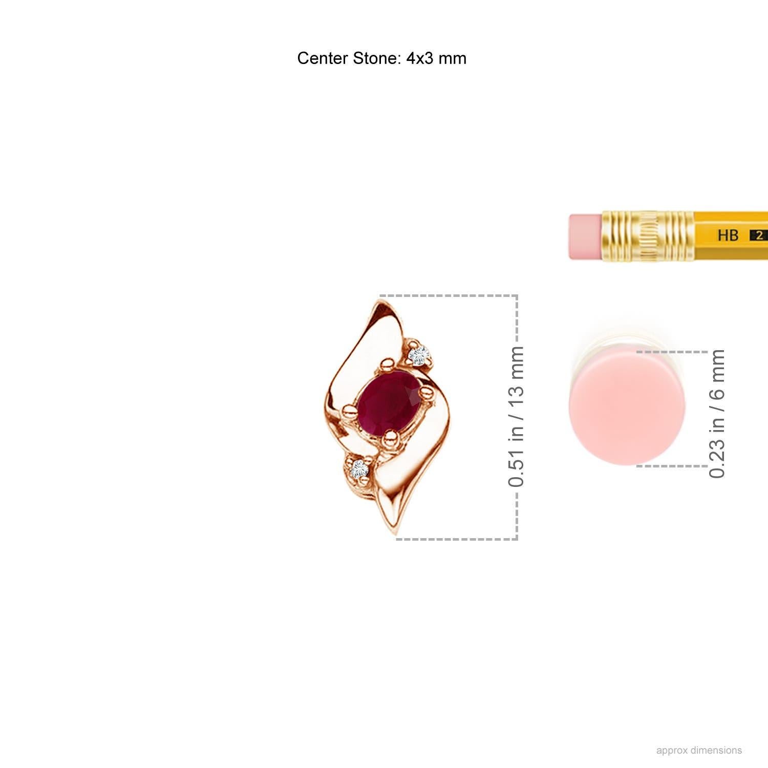 Modern Natural Shell Style Oval Ruby and Diamond Pendant in 18K Rose Gold For Sale