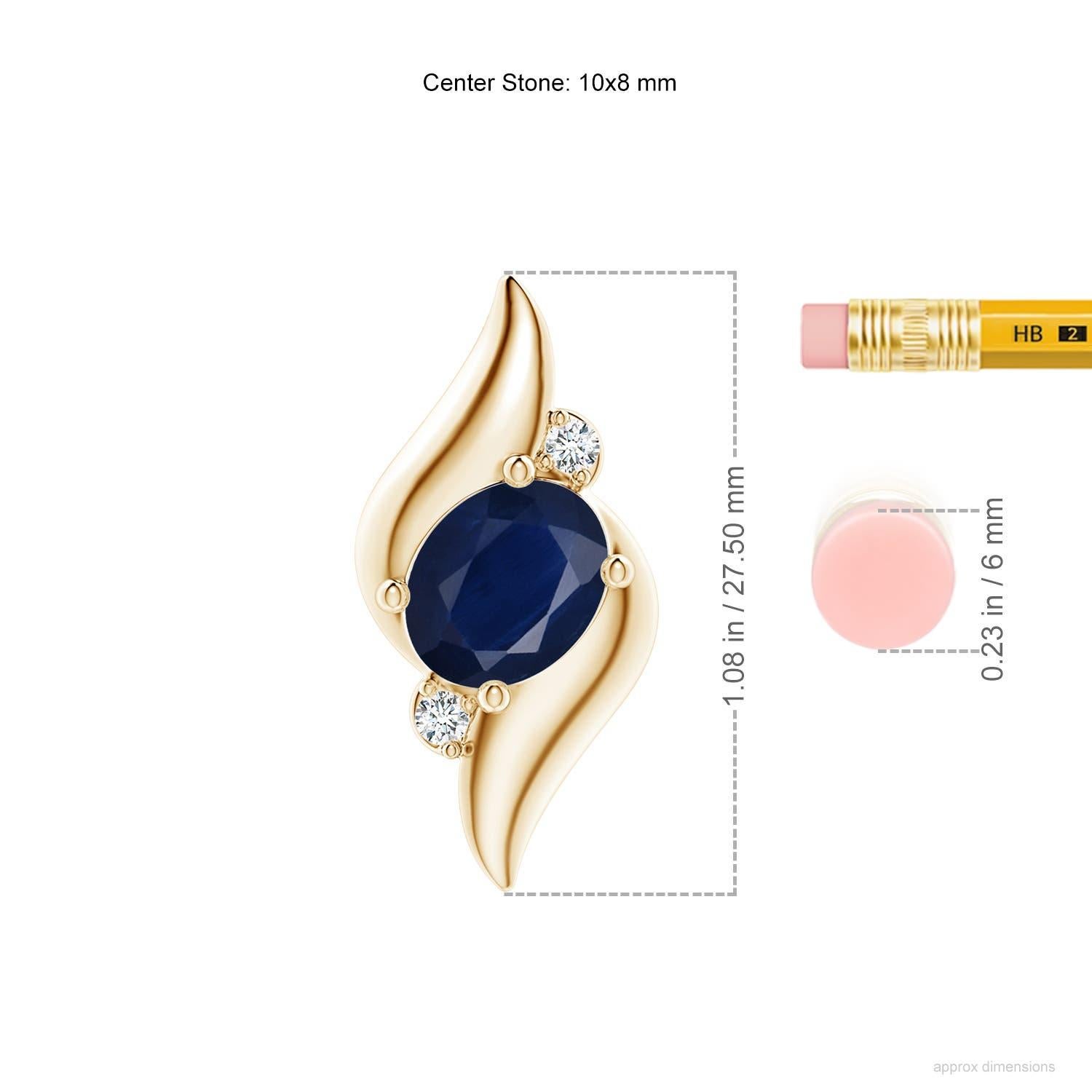 Pendentif de style coquillage naturel, saphir ovale et diamants en or jaune 18 carats Neuf - En vente à Los Angeles, CA