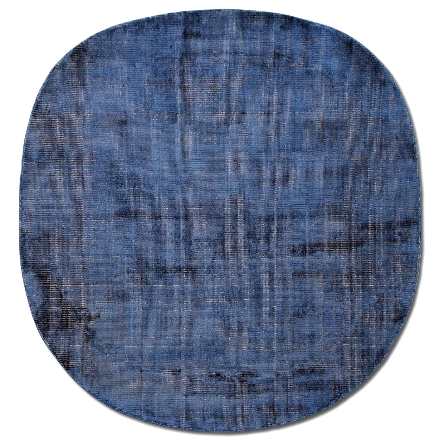 Tappeto Design Pura Seta Blu Forma Organica di Deanna Comelllini 180x190 cm in vendita