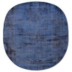Contemporary Natural Shiny Blue Pure Silk Rug by Deanna Comelllini 180x190 cm