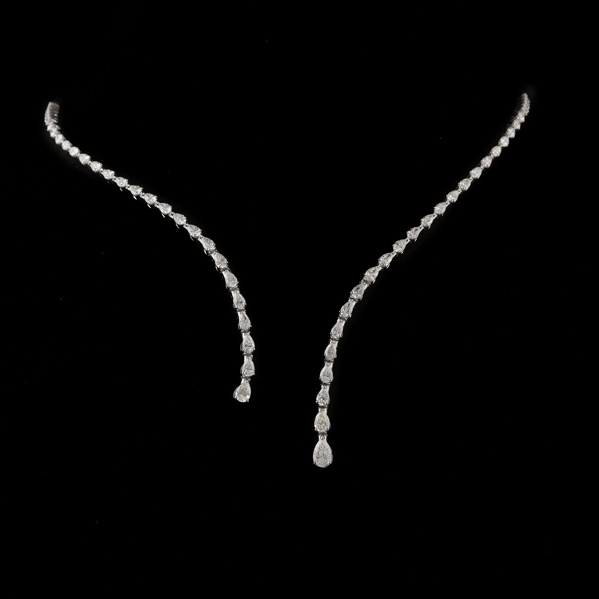 Natural SI Claridad HI Color 3.93Ct Diamante Collar Abierto V Collar 18k Oro Blanco Moderno en venta