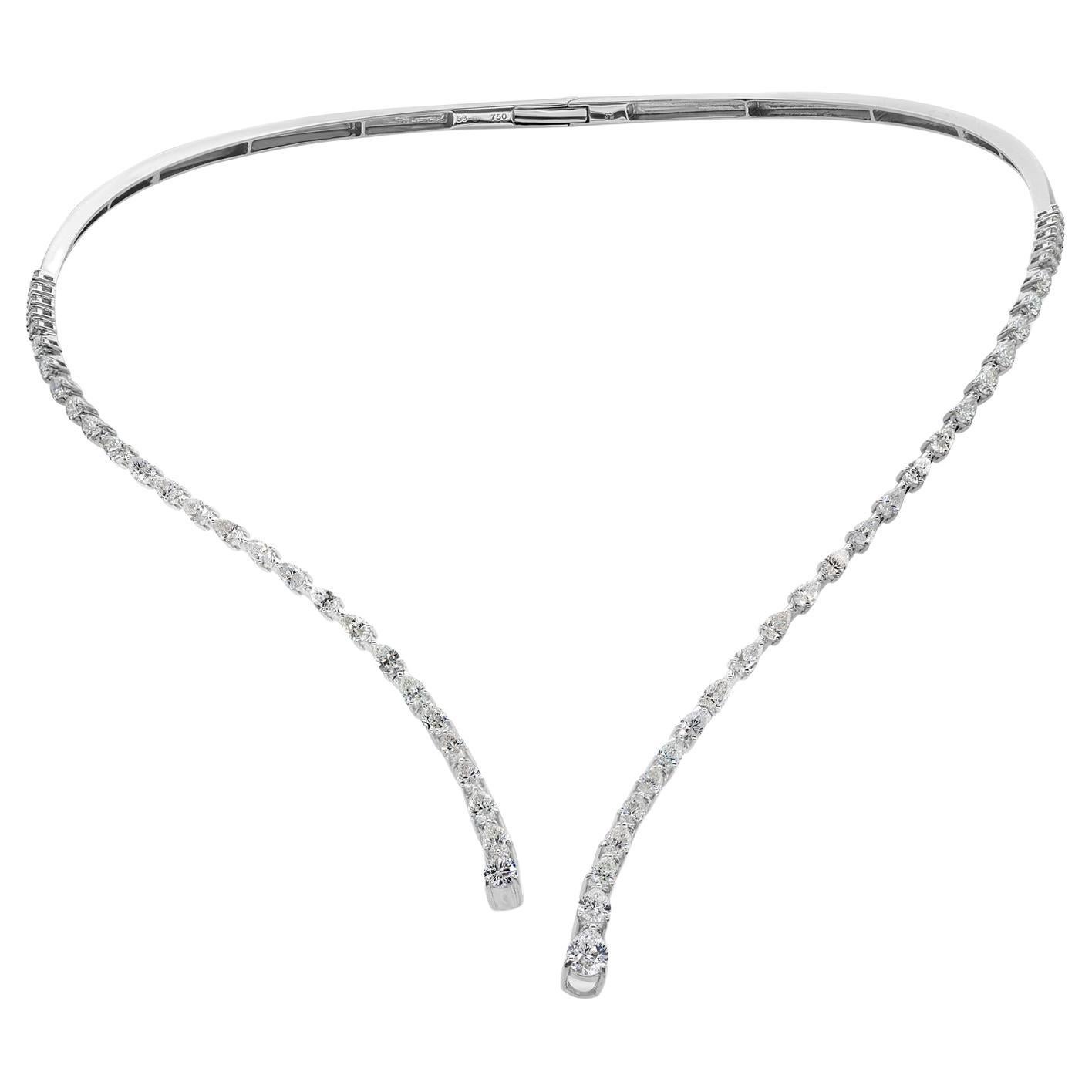 Nature SI Clarity HI Color 3.93Ct Diamante Aperto Collare V Collana in oro bianco 18k