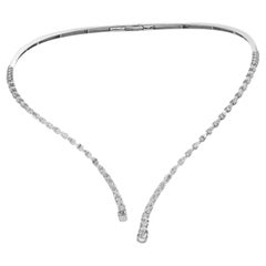 Nature SI Clarity HI Color 3.93Ct Diamante Aperto Collare V Collana in oro bianco 18k