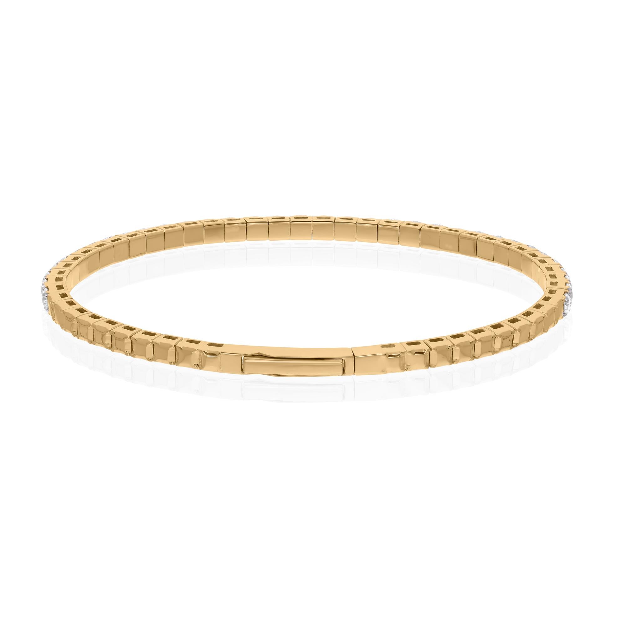 Bracelet demi-éternité en or jaune 18 carats avec diamants de pureté SI de couleur hi-colore Pour femmes en vente
