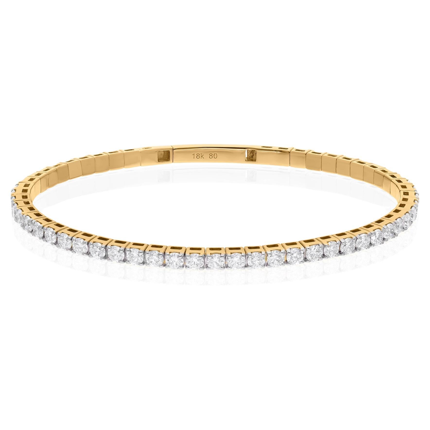 Bracelet demi-éternité en or jaune 18 carats avec diamants de pureté SI de couleur hi-colore