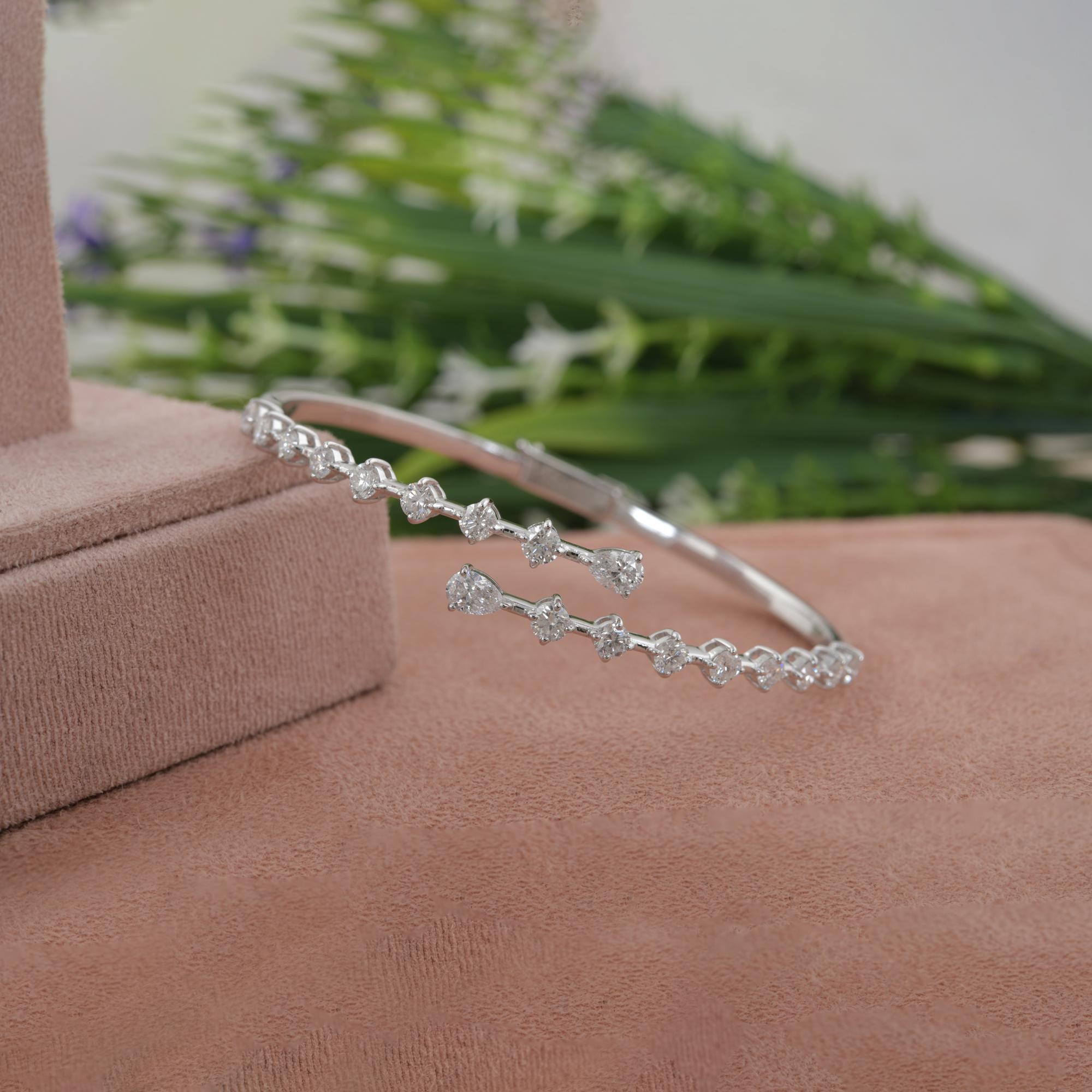 De las mujeres Natural SI Claridad HI Color Diamante Bypass Brazalete 18 Quilates Oro Blanco en venta