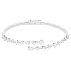 Natural SI Clarity HI Color Diamond Bypass Bangle Bracelet 18 Karat White Gold
