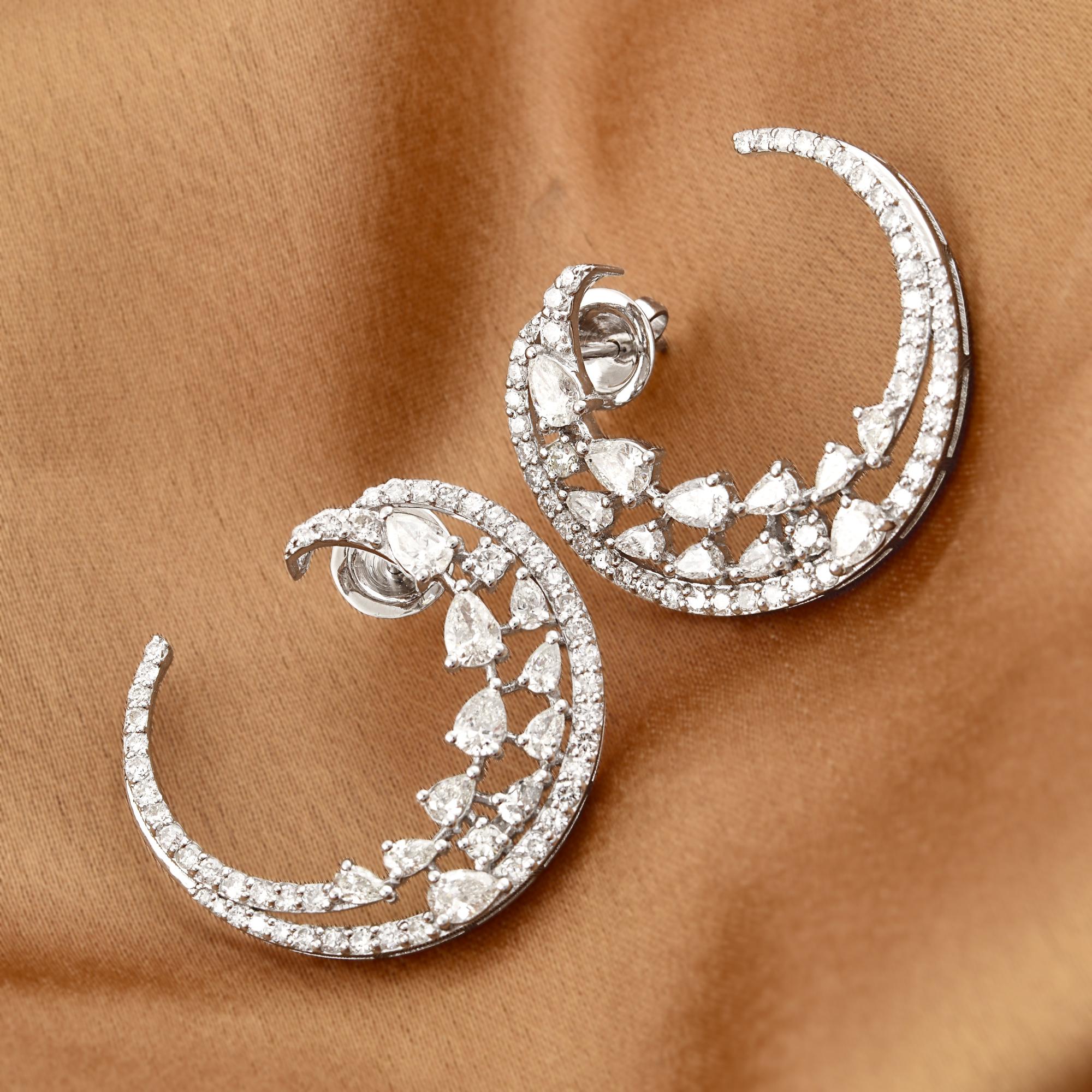 Item Code :- SEE-11922
Gross Weight :- 8.59 gm
Solid 18k White Gold Weight :- 7.94 gm
Natural Diamond Weight :- 3.25 carat  ( AVERAGE DIAMOND CLARITY SI1-SI2 & COLOR H-I )
Earrings Size :- 27x22 mm approx.

✦ Sizing
.....................
We can