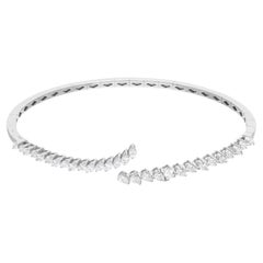 Bracelet manchette en or blanc 18 carats avec diamant naturel SI Clarity HI Color