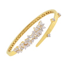 Bracciale con diamanti naturali SI Clarity HI Color Bracciale in oro giallo 18 carati Bracciale con diamanti naturali SI Clarity HI Color Bracciale in oro giallo 18 carati