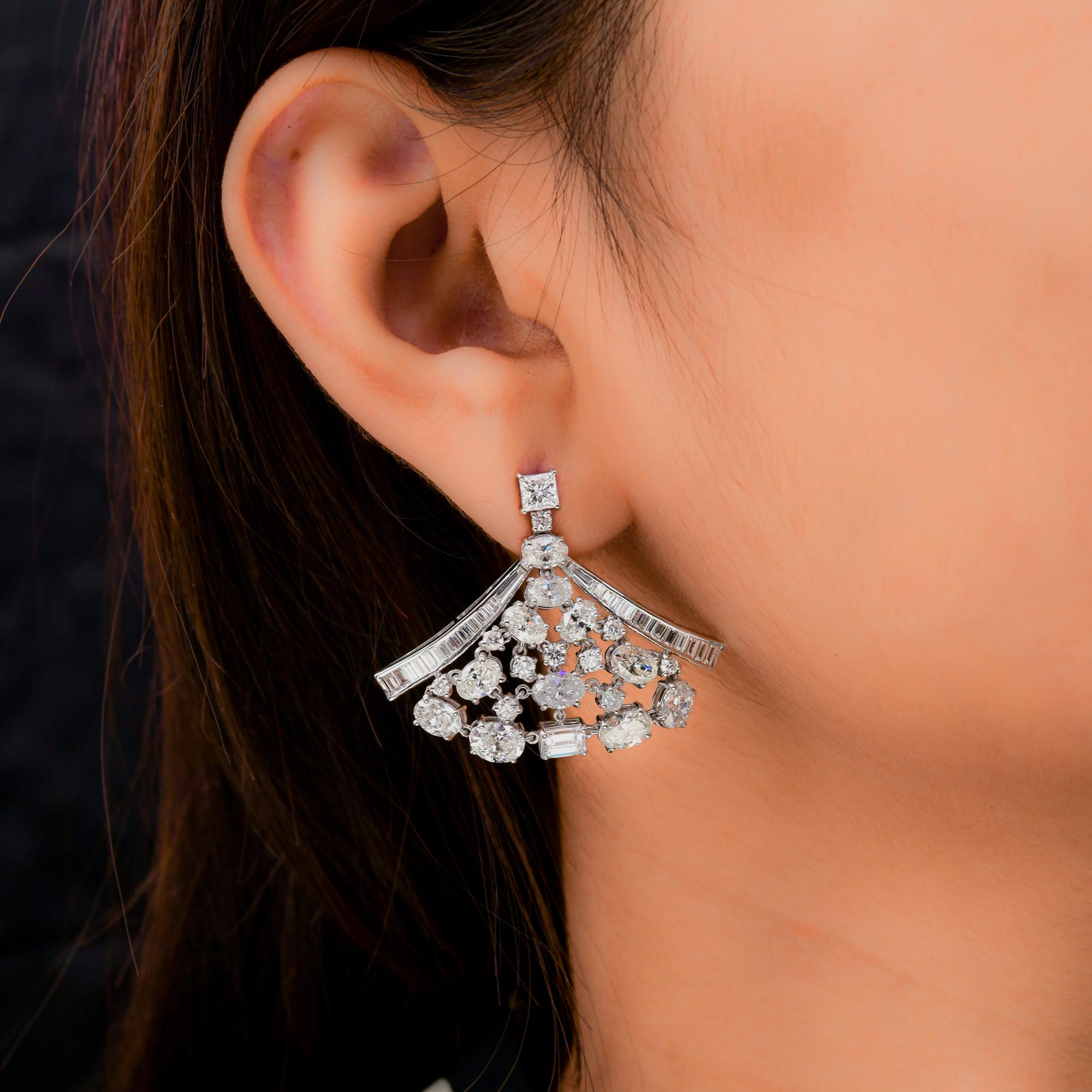 Modern 12.96 Carat SI Clarity HI Color Multi Diamond Earrings 18k White Gold Jewelry For Sale