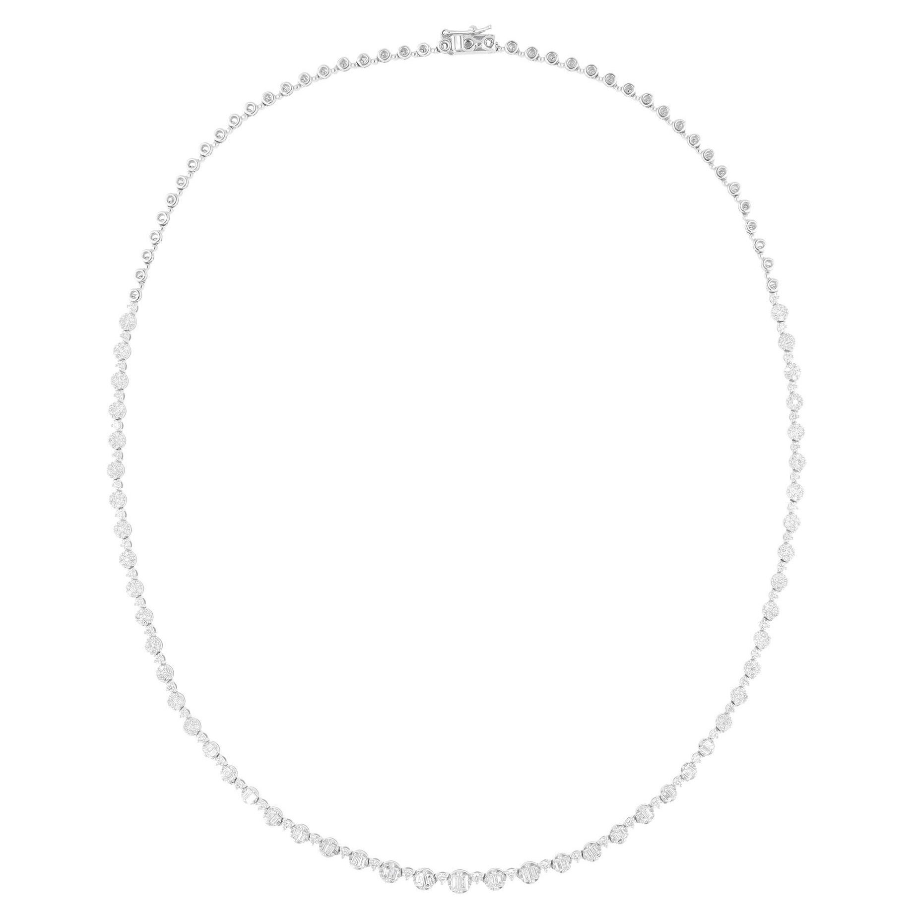 Collier fin en or blanc 14 carats avec diamants naturels de pureté SI et de couleur hi-colore
