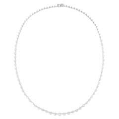 Collier fin en or blanc 14 carats avec diamants naturels de pureté SI et de couleur hi-colore