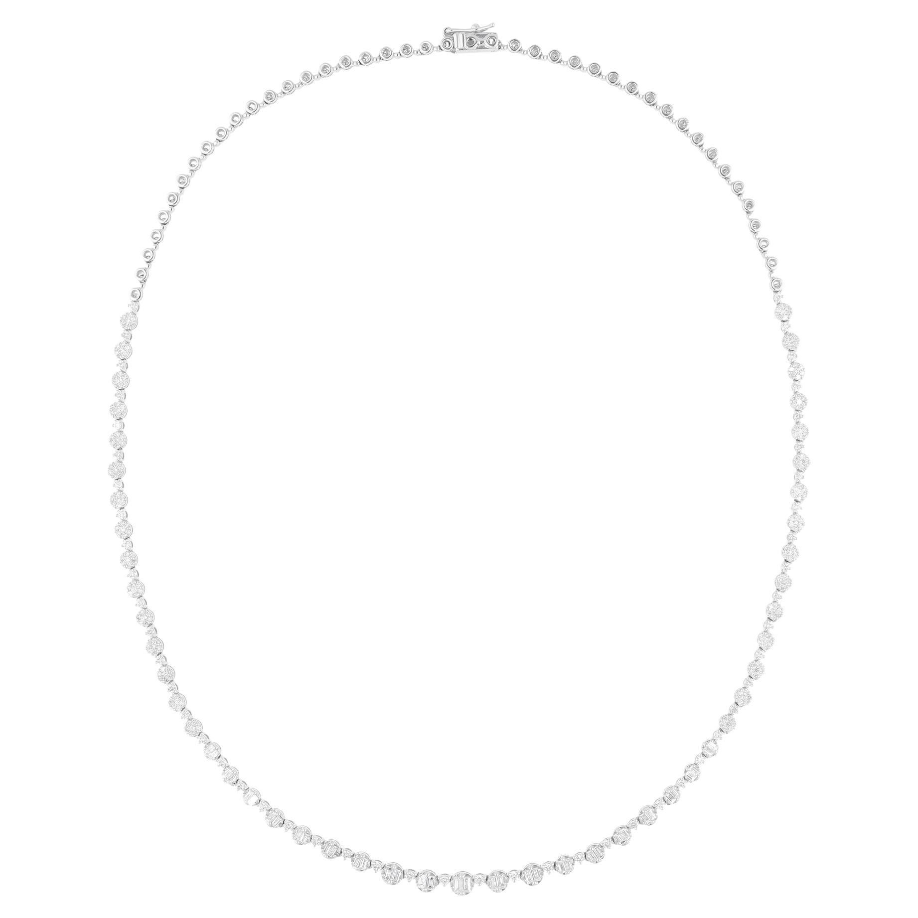 Collier fin en or blanc 14 carats avec diamants naturels de pureté SI et de couleur hi-colore