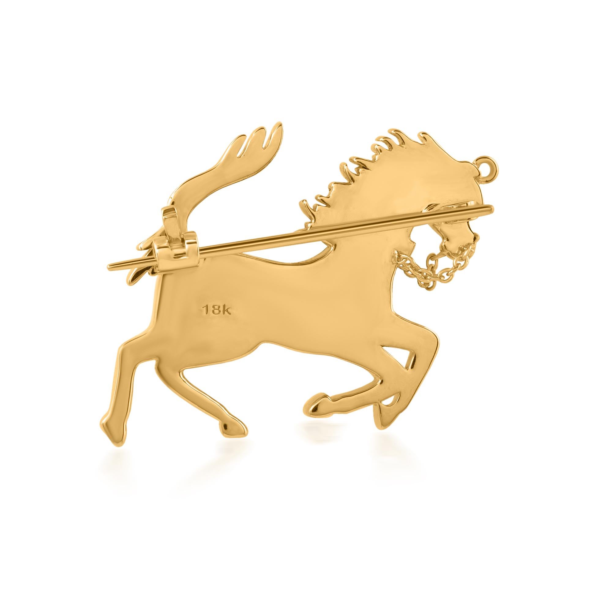 Perfect for horse lovers and admirers of fine jewelry alike, this Natural SI Clarity HI Color Diamond Horse Pendant Brooch is a symbol of strength, beauty, and grace. With its timeless appeal and undeniable charm, it is sure to captivate the