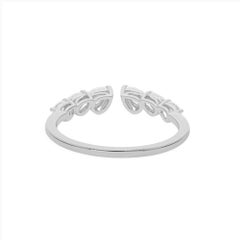 Bague à anneau ouvert sertie d'un diamant naturel de qualité SI (pureté) et HI (couleur), en or blanc 18 carats