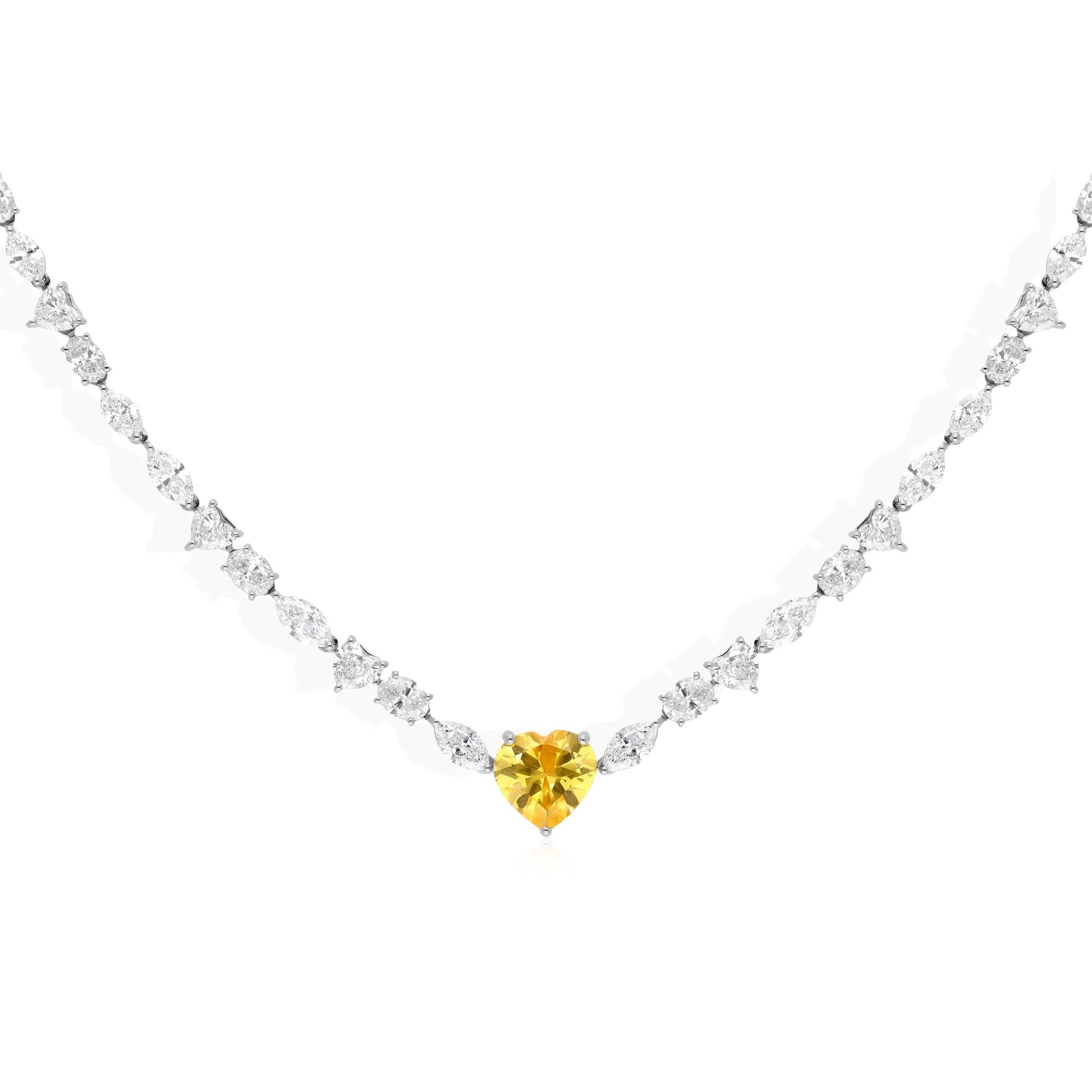 Cast from 18-karat gold, these exquisite necklace is handset with 4.28 carats heart yellow gemstone and 14.25 carats of sparkling diamonds.

FOLLOW SPECTRUM JEWELS storefront to view the latest collection & exclusive pieces. Spectrum Jewels is