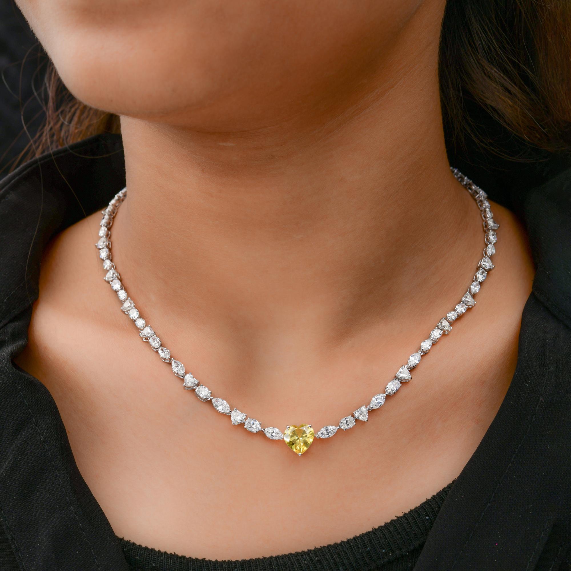 Marquise Cut Natural SI Clarity HI Color Multi Shape Diamond Necklace Gemstone 18k White Gold For Sale