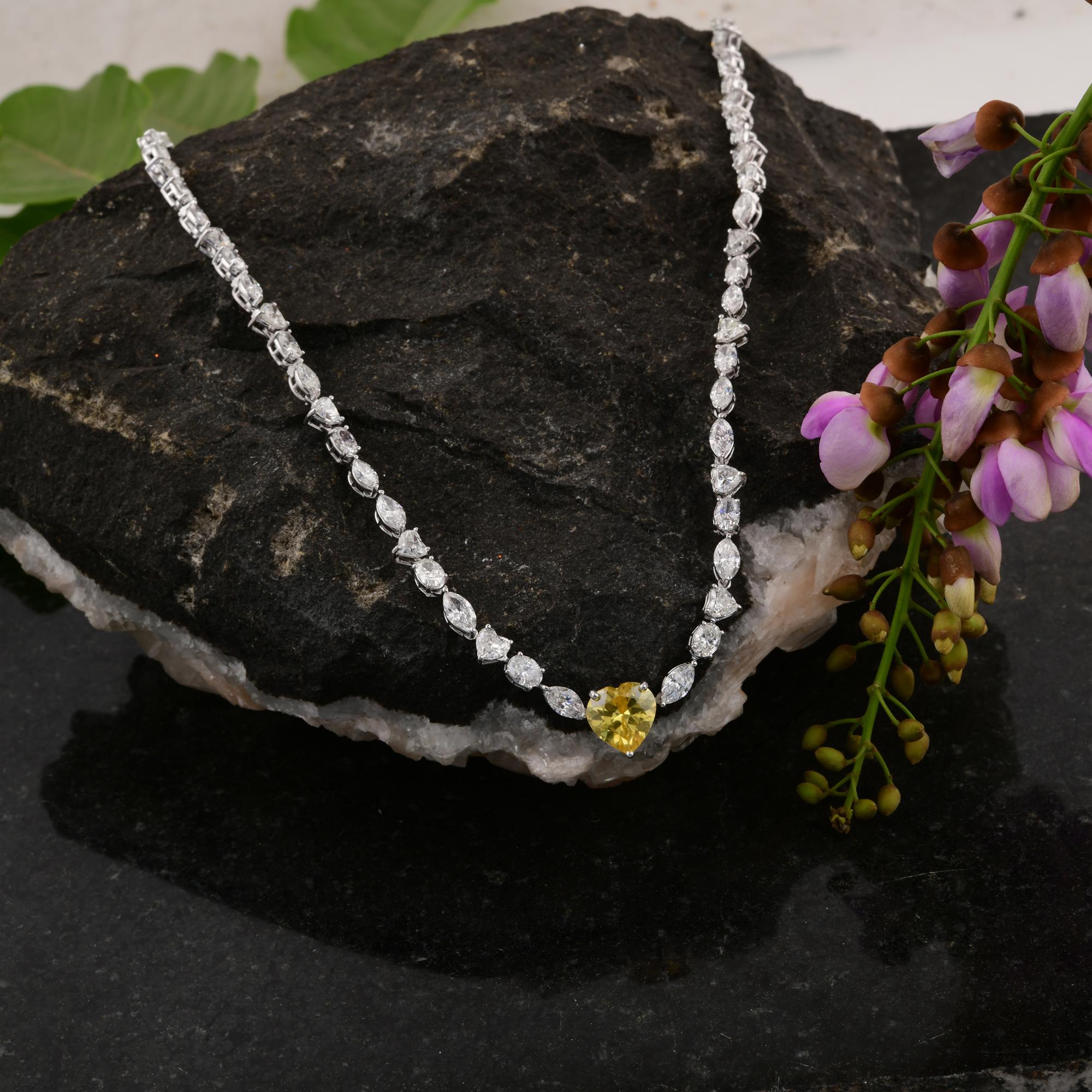 Natural SI Clarity HI Color Multi Shape Diamond Necklace Gemstone 18k White Gold In New Condition For Sale In Diera, Dubai