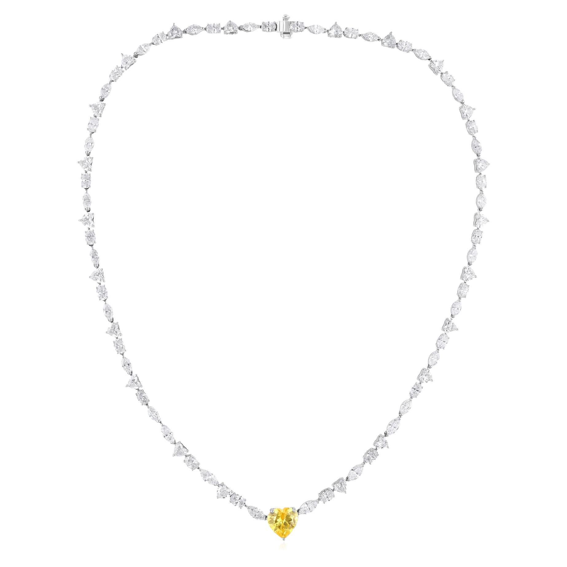 Collier de diamants multiformes de couleur SI et de pureté naturelle en or blanc 18 carats
