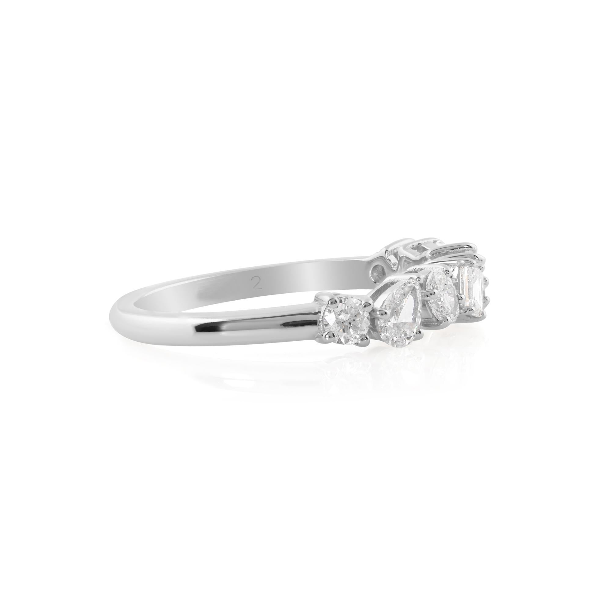 Women's Natural SI Clarity HI Color Multi Shape Diamond Ring 14 Karat White Gold Jewelry For Sale