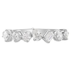 Natural SI Clarity HI Color Multi Shape Diamond Ring 14 Karat White Gold Jewelry