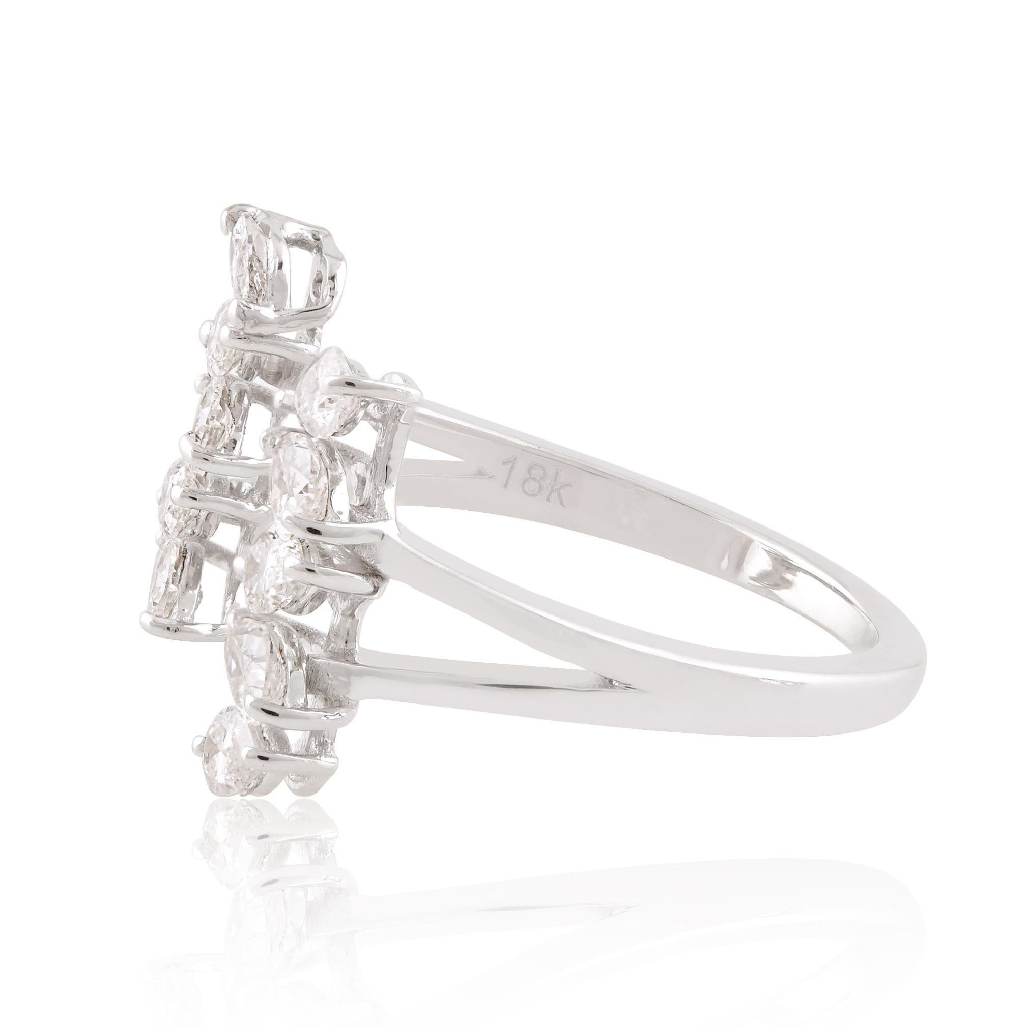 For Sale:  Natural SI Clarity HI Color Pear Cut Diamond Open Cuff Ring 14 Karat White Gold 5