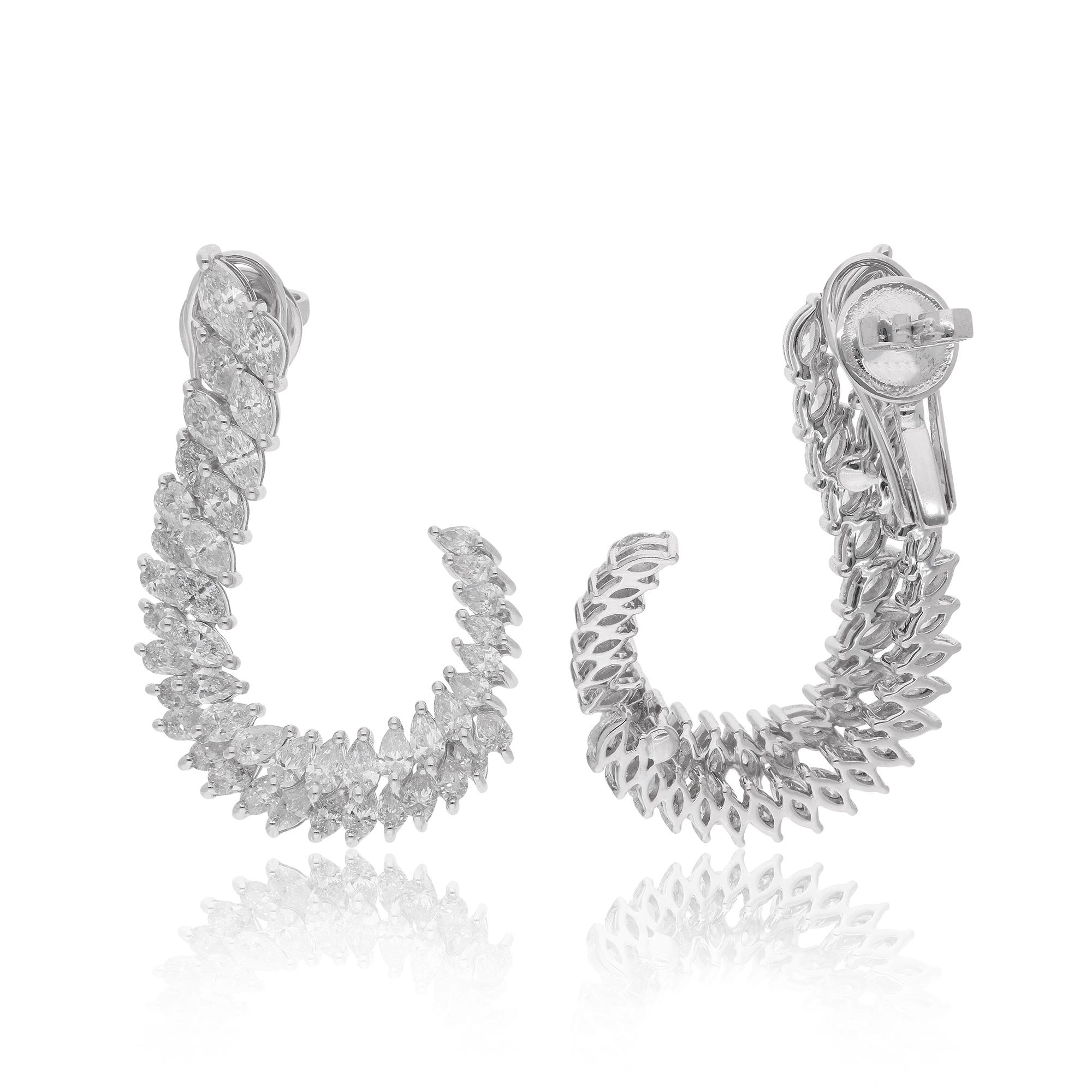 Boucles d'oreilles en or blanc 14 carats avec diamants poire de couleur naturelle SI Clarity HI Pour femmes en vente