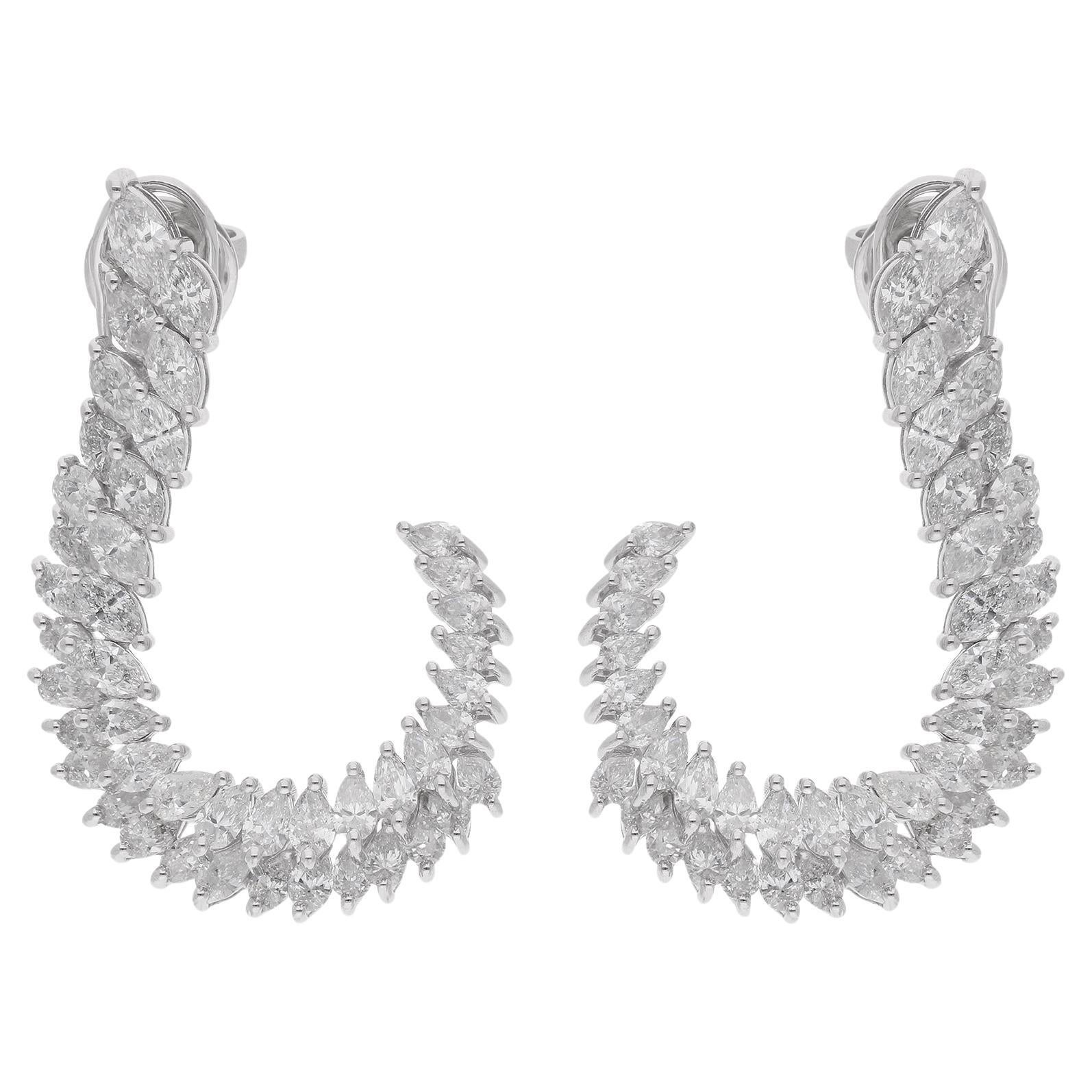 Boucles d'oreilles en or blanc 14 carats avec diamants poire de couleur naturelle SI Clarity HI