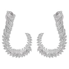 Boucles d'oreilles en or blanc 14 carats avec diamants poire de couleur naturelle SI Clarity HI