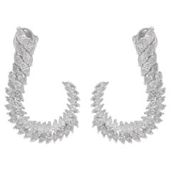 Boucles d
oreilles en or blanc 14 carats avec diamants poire de couleur naturelle SI Clarity HI