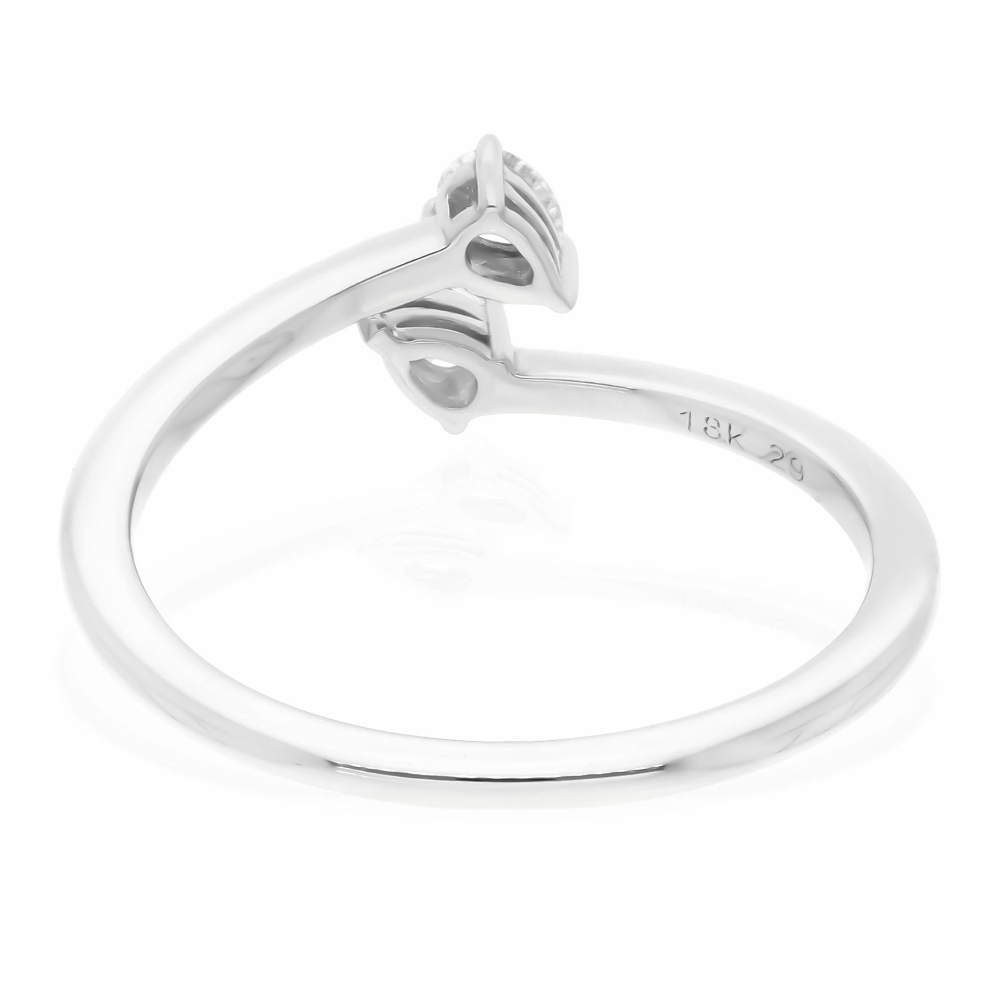 Pear Cut Natural SI Clarity HI Color Pear Diamond Ring 18 Karat White Gold Fine Jewelry For Sale