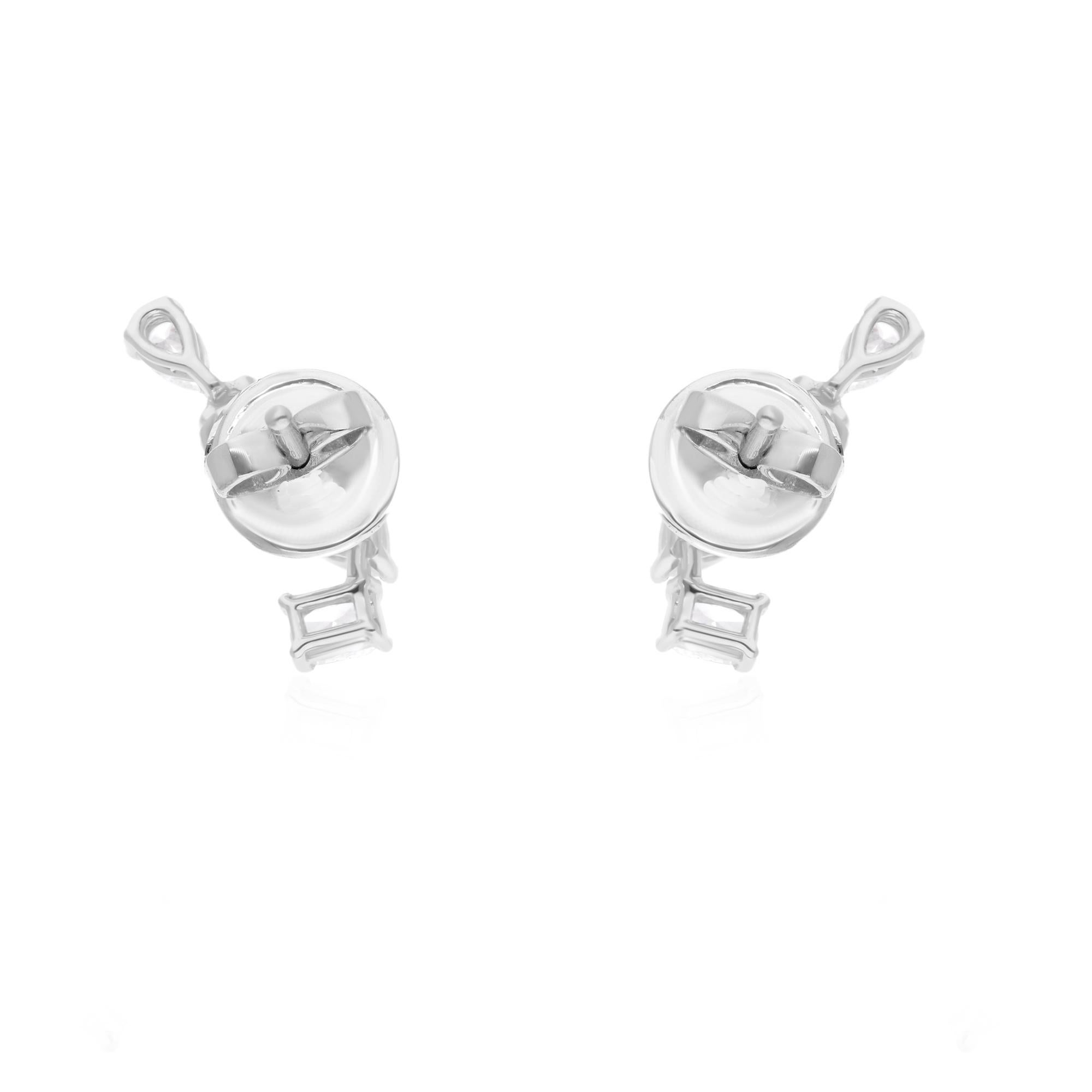 Natural SI Clarity HI Color Pear & Oval Diamond Earrings 14k White Gold 0.83 CT. In New Condition For Sale In Diera, Dubai