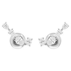 Naturel SI Clarté Couleur HI Boucles d
oreilles poire et diamant ovale Or blanc 18k 0.83 CT.