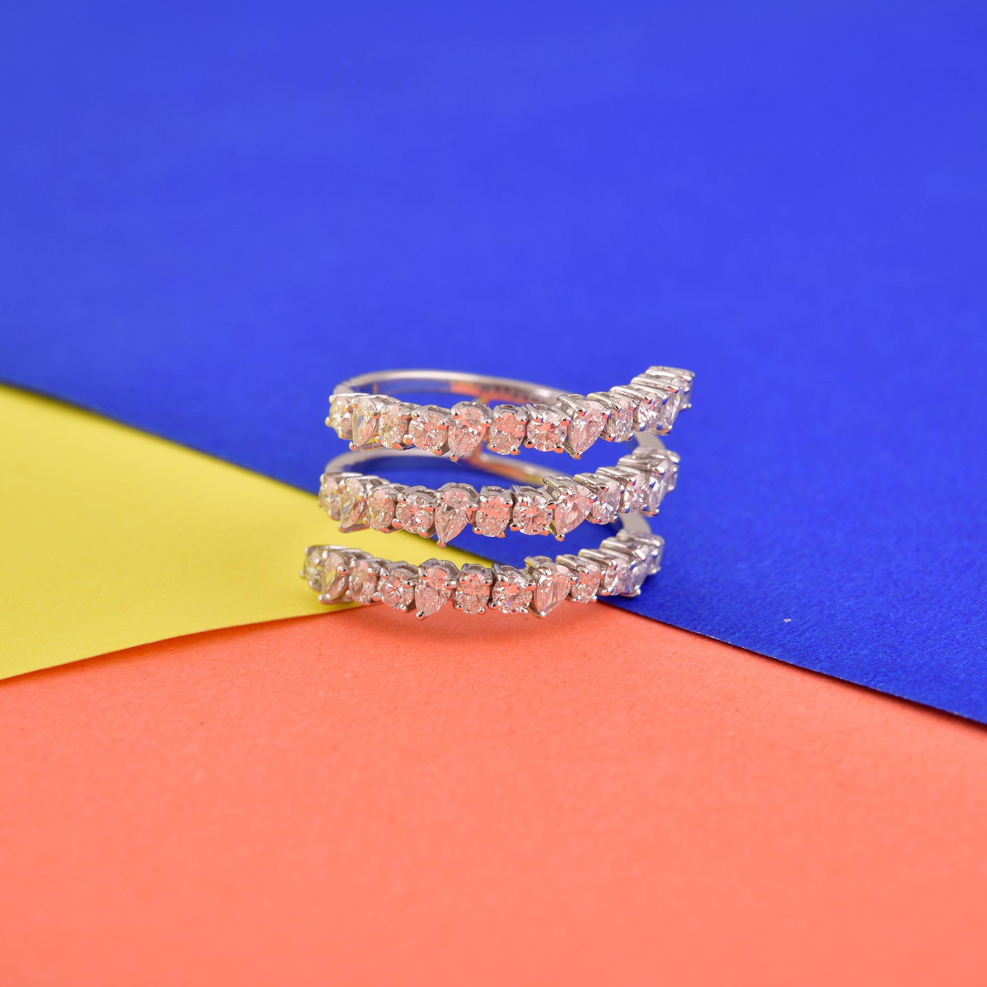 Natural Si Claridad HI Color Pera y Diamante Redondo Anillo Envolvente Oro Blanco 14 Kilates Corte pera en venta