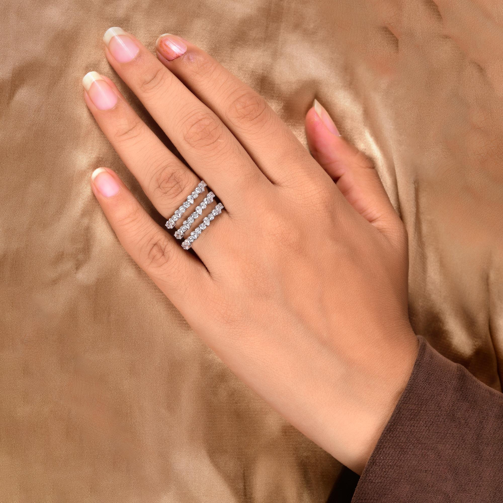 De las mujeres Natural Si Claridad HI Color Pera y Diamante Redondo Anillo Envolvente Oro Blanco 14 Kilates en venta