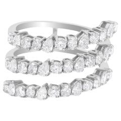 Natural Si Clarity HI Color Pear & Round Diamond Wrap Ring 14 Karat White Gold