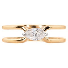 Natural SI Clarity HI Color Solitaire Marquise Diamond Ring 14 Karat Yellow Gold
