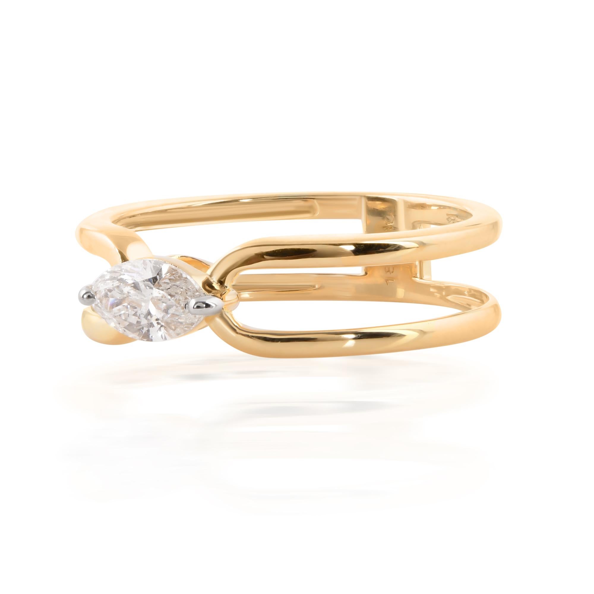 Immerse yourself in the unmatched beauty and elegance of this Natural SI Clarity HI Color Solitaire Marquise Diamond Ring, meticulously crafted in radiant 18 karat yellow gold. This exquisite piece of fine jewelry is a timeless symbol of love and