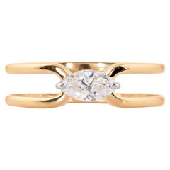 Bague solitaire marquise en or jaune 18 carats de pureté naturelle SI