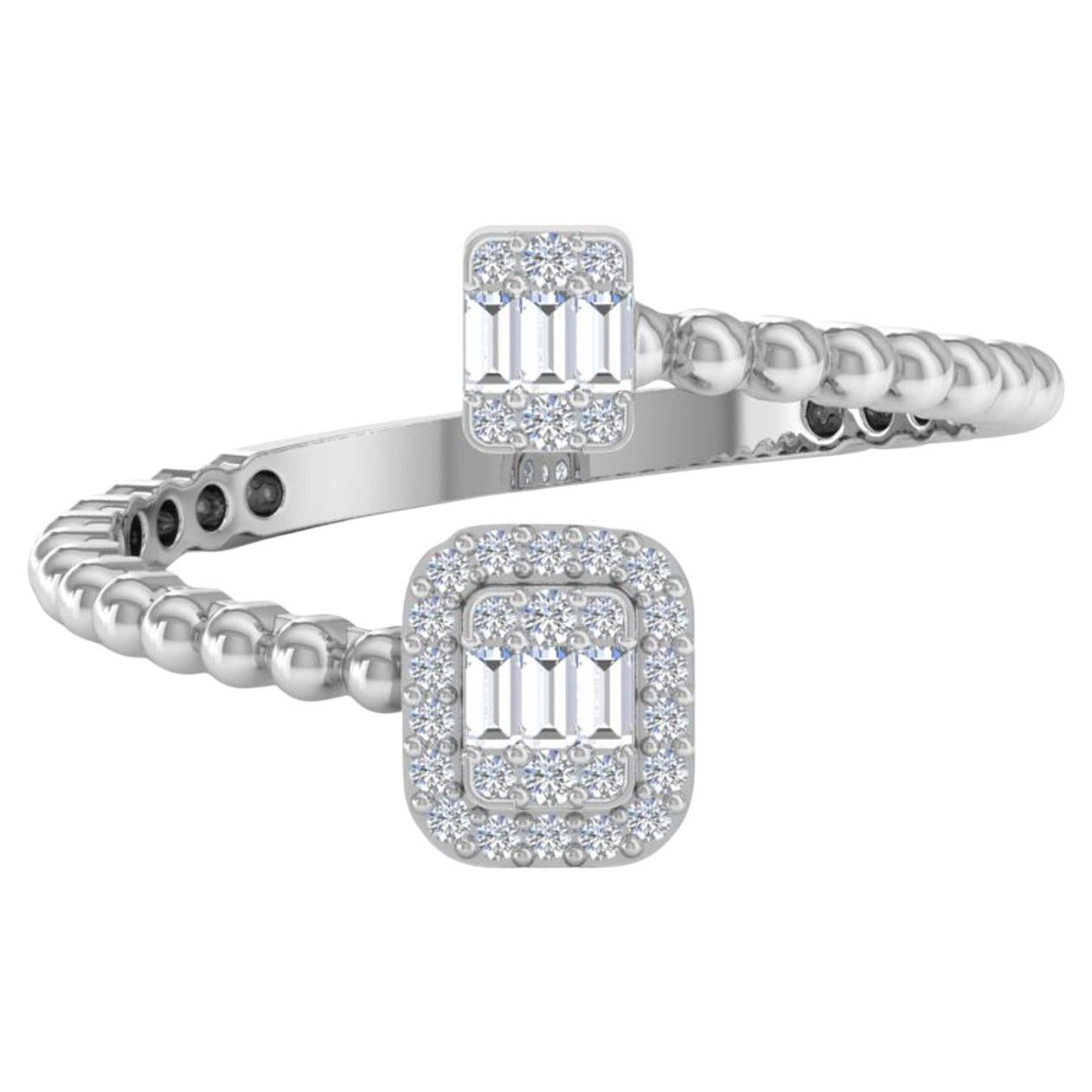 Natural SI Color HI Baguette Diamond Wrap Ring Solid 14 Karat White Gold Jewelry