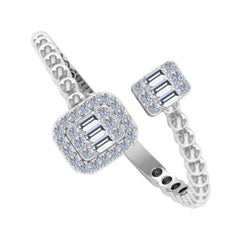 Anello a fascia con diamante naturale SI Color HI Baguette Gioielli in oro bianco massiccio 18 carati