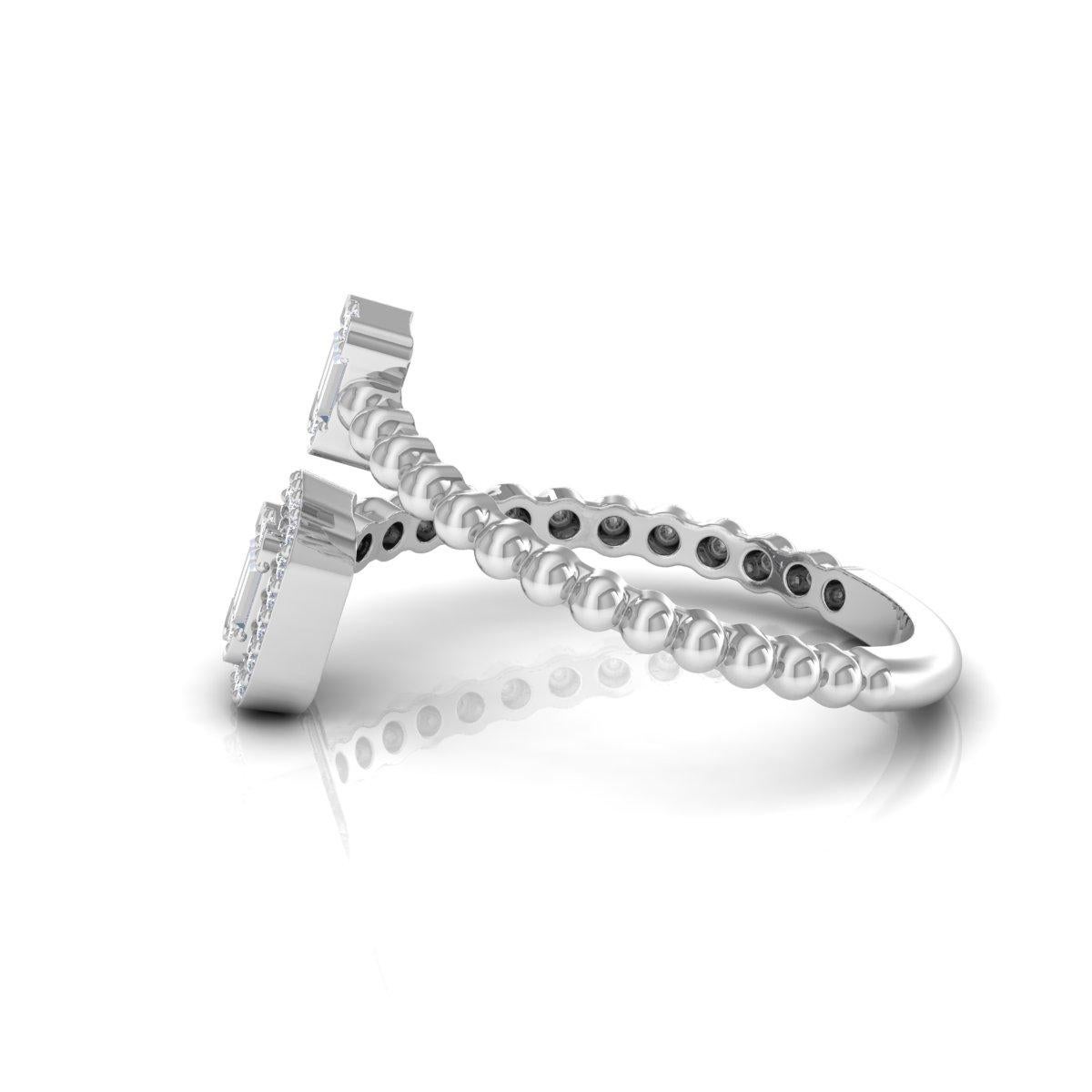Baguette Cut Natural SI Color HI Baguette Diamond Wrap Ring Solid 18 Karat White Gold Jewelry For Sale